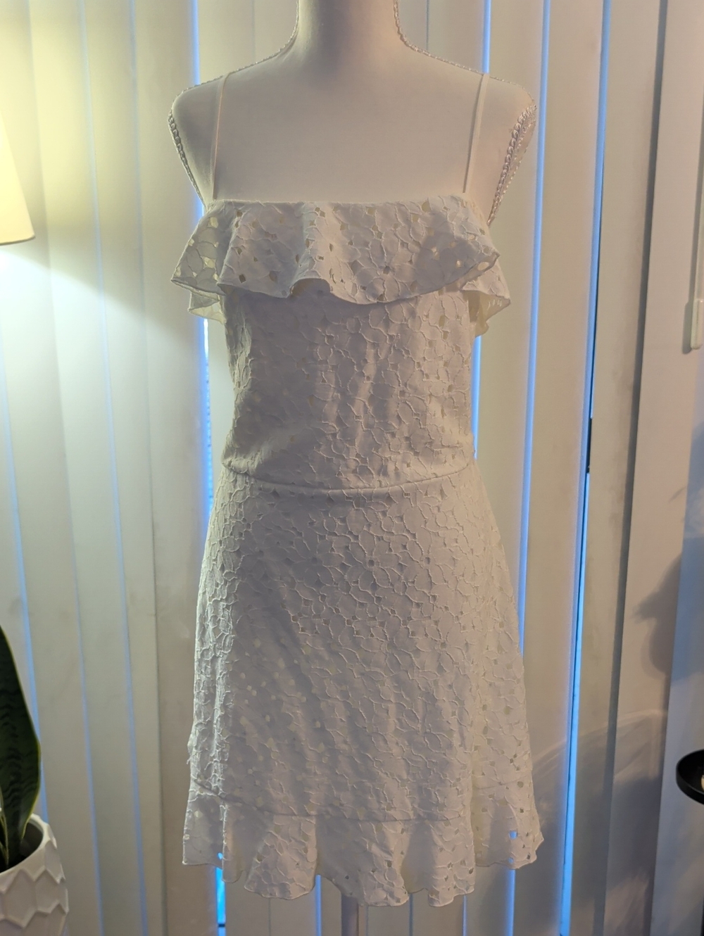 Francesca's Collections Trixi White Eyelet Ruffle Mini Dress xL